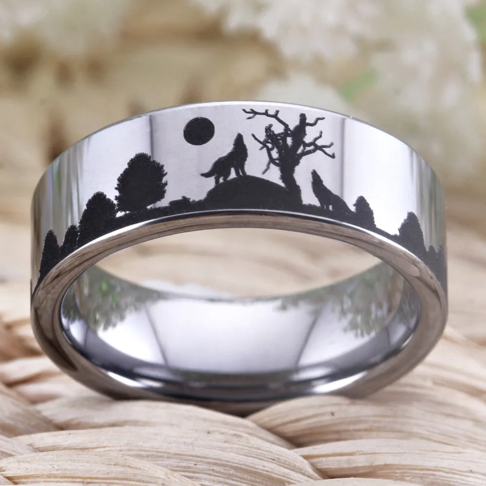 Unique Tungsten Handmade Wolf Ring