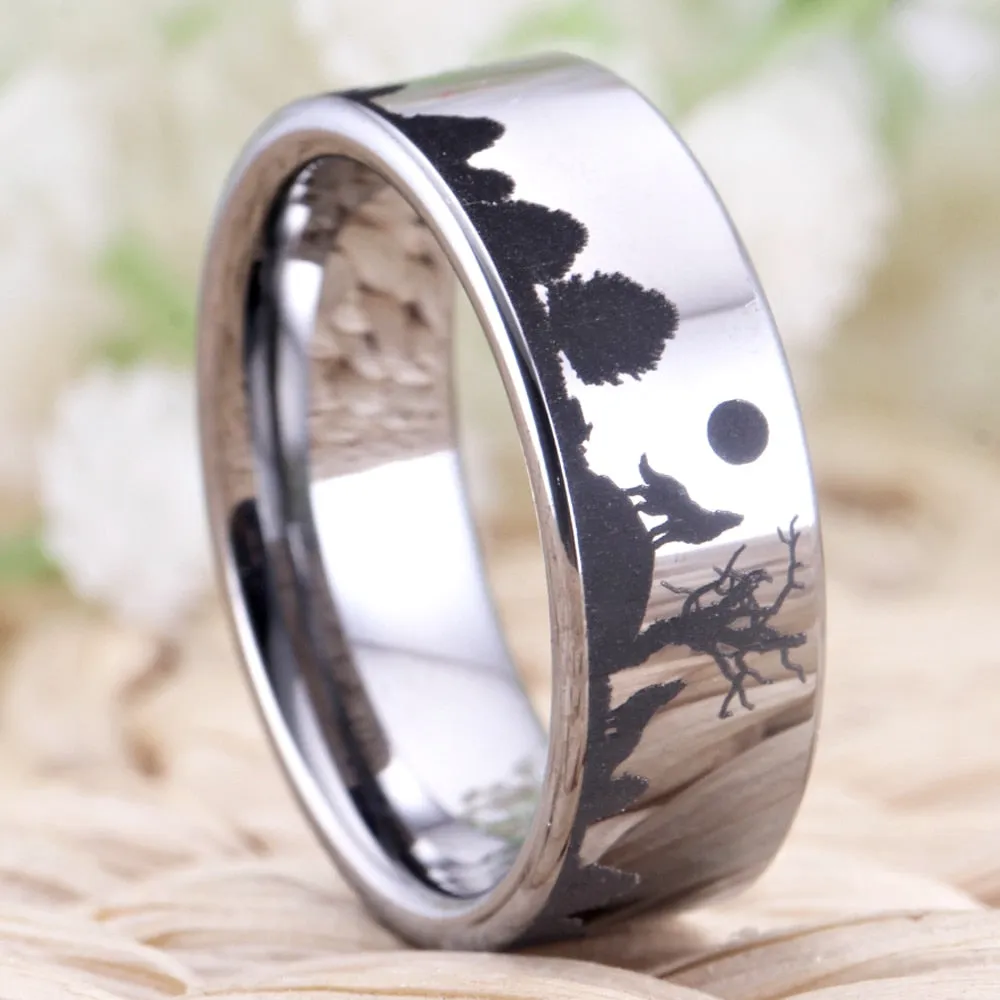 Unique Tungsten Handmade Wolf Ring