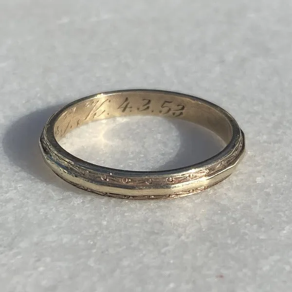 Vintage Patterned Wedding Band, Size 10