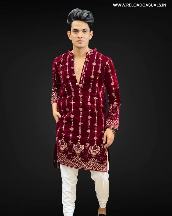 VL Designer Kurta & Plain Pant - Combo