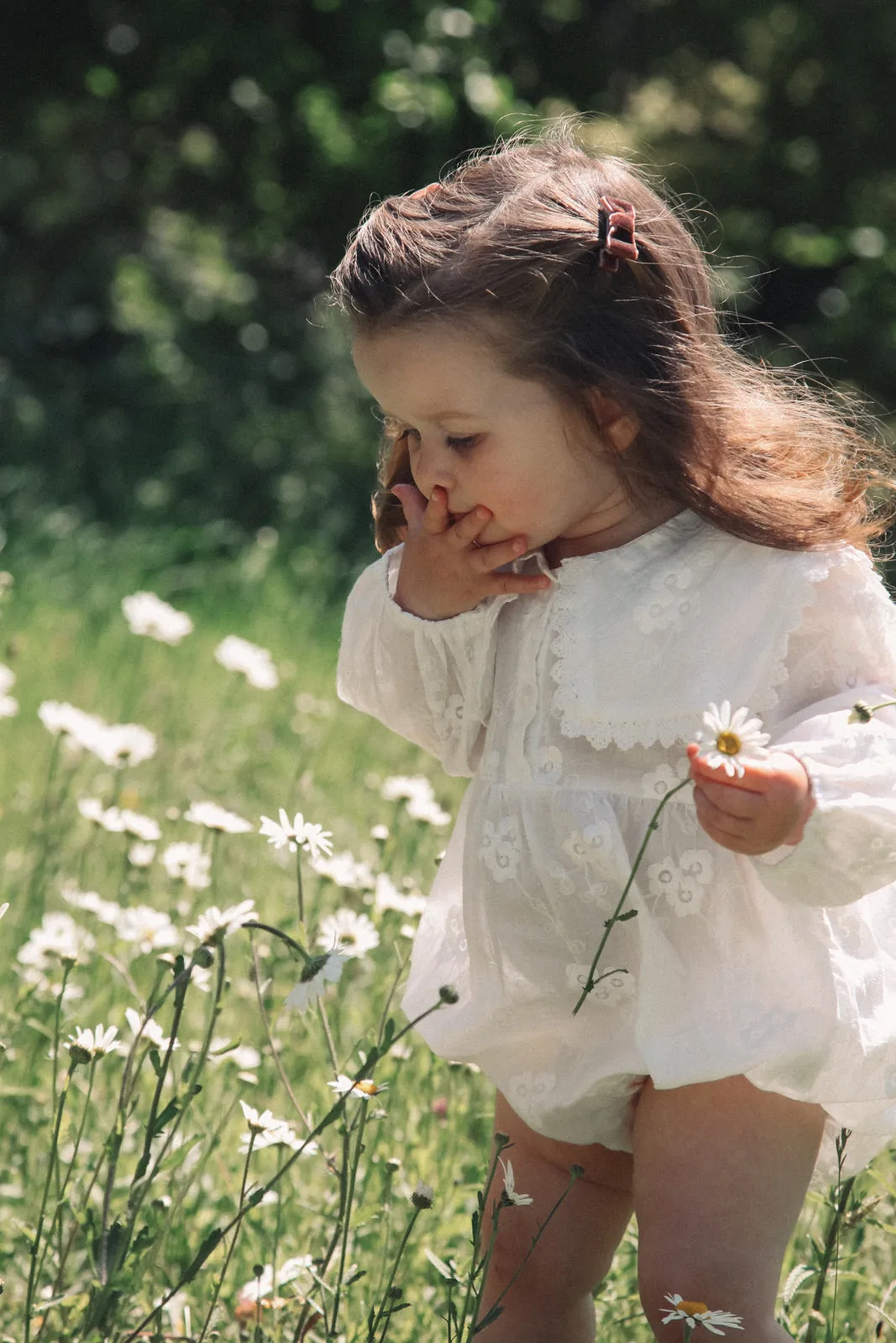 White Embroidered Oversized Collar Romper