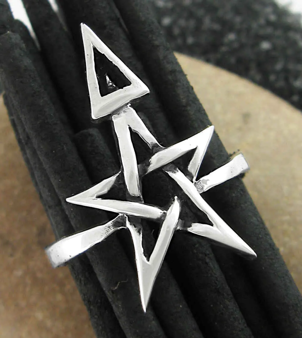 Wiccan Third Degree Pentagram Ring, Handmade