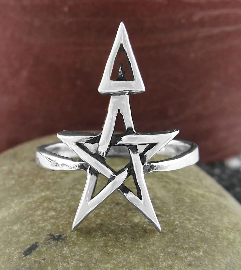 Wiccan Third Degree Pentagram Ring, Handmade