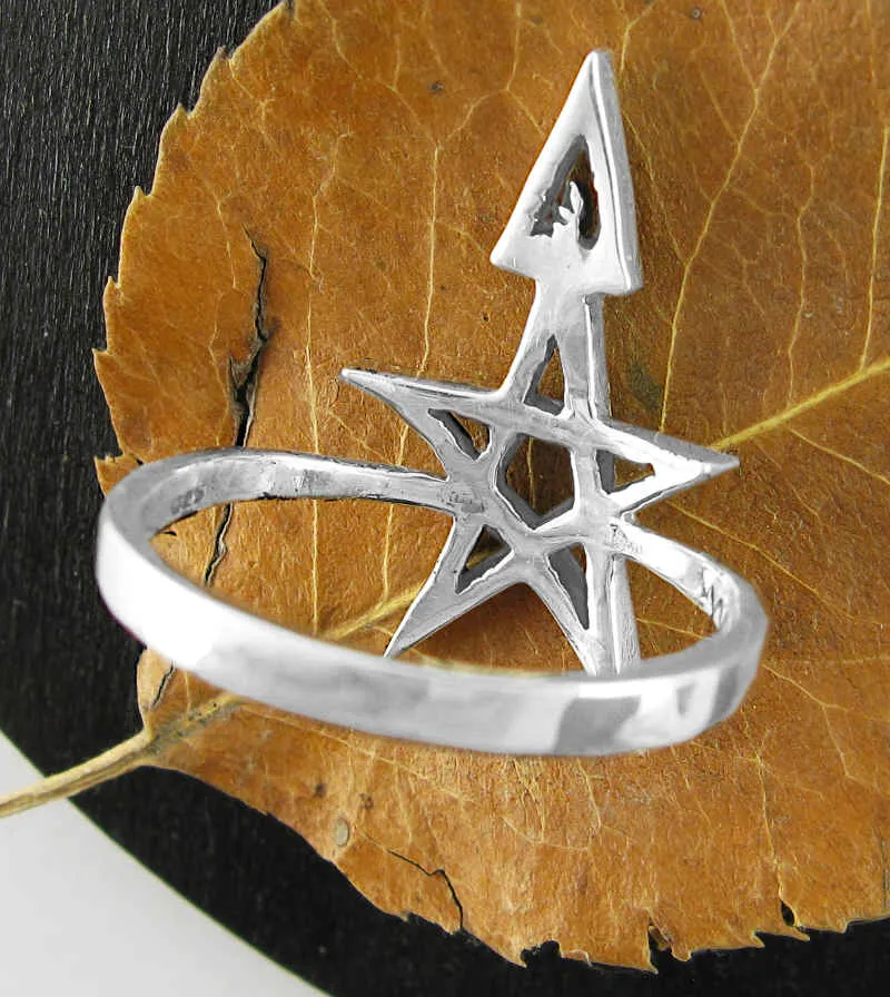 Wiccan Third Degree Pentagram Ring, Handmade