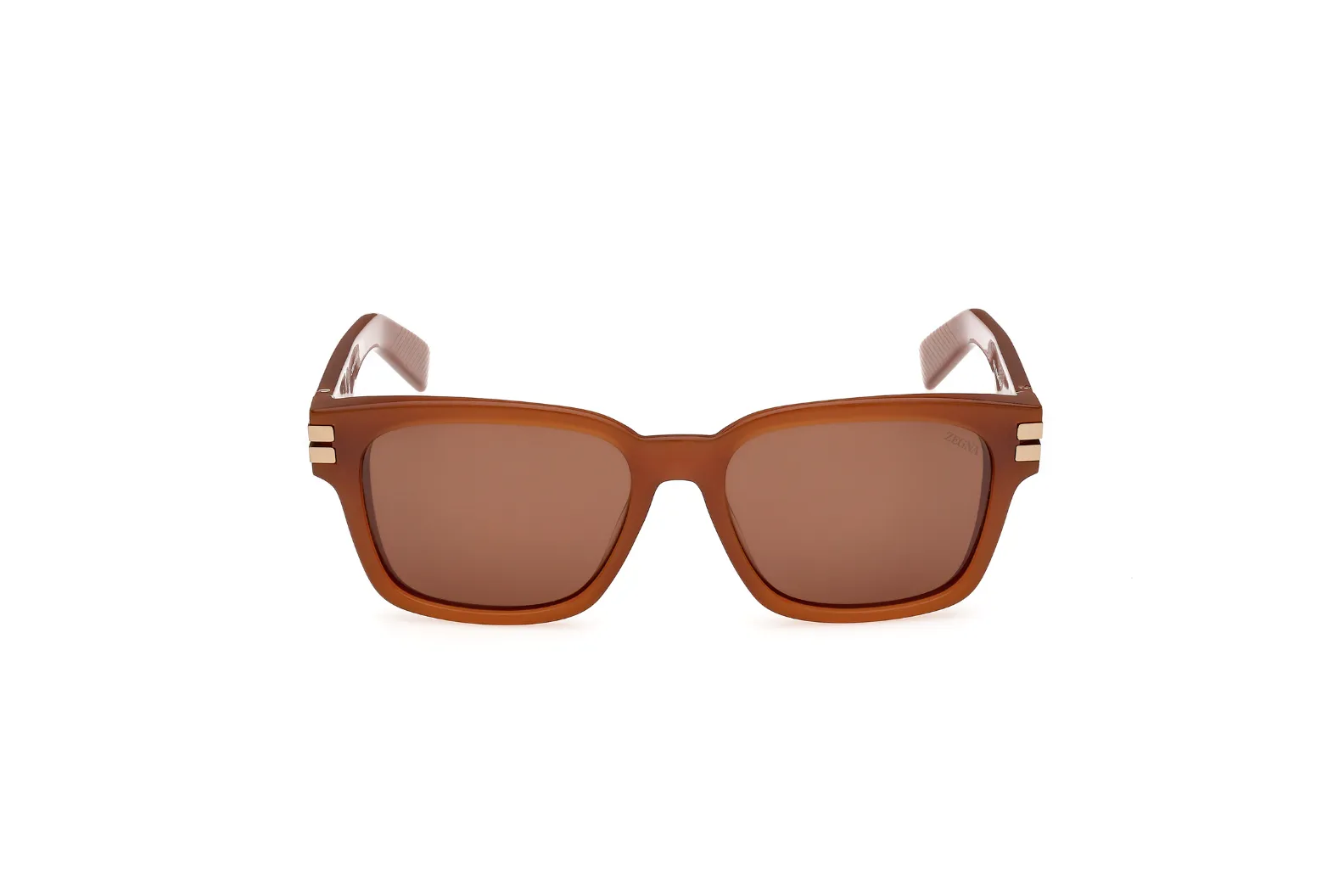 ZEGNA Acetate Rectangular Sunglasses (Light Brown)