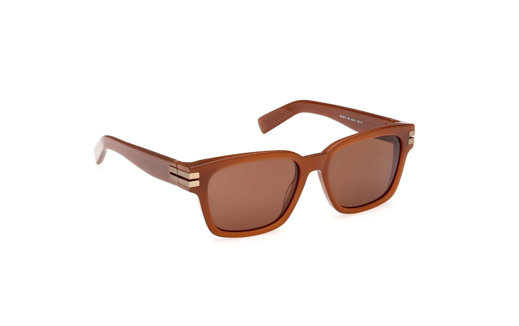 ZEGNA Acetate Rectangular Sunglasses (Light Brown)