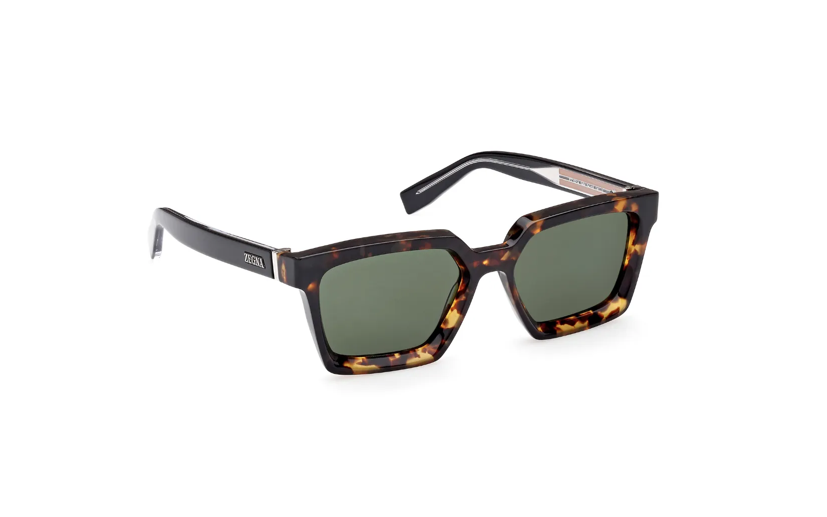 ZEGNA Acetate Squared Shiny Sunglasses (Dark Havana)