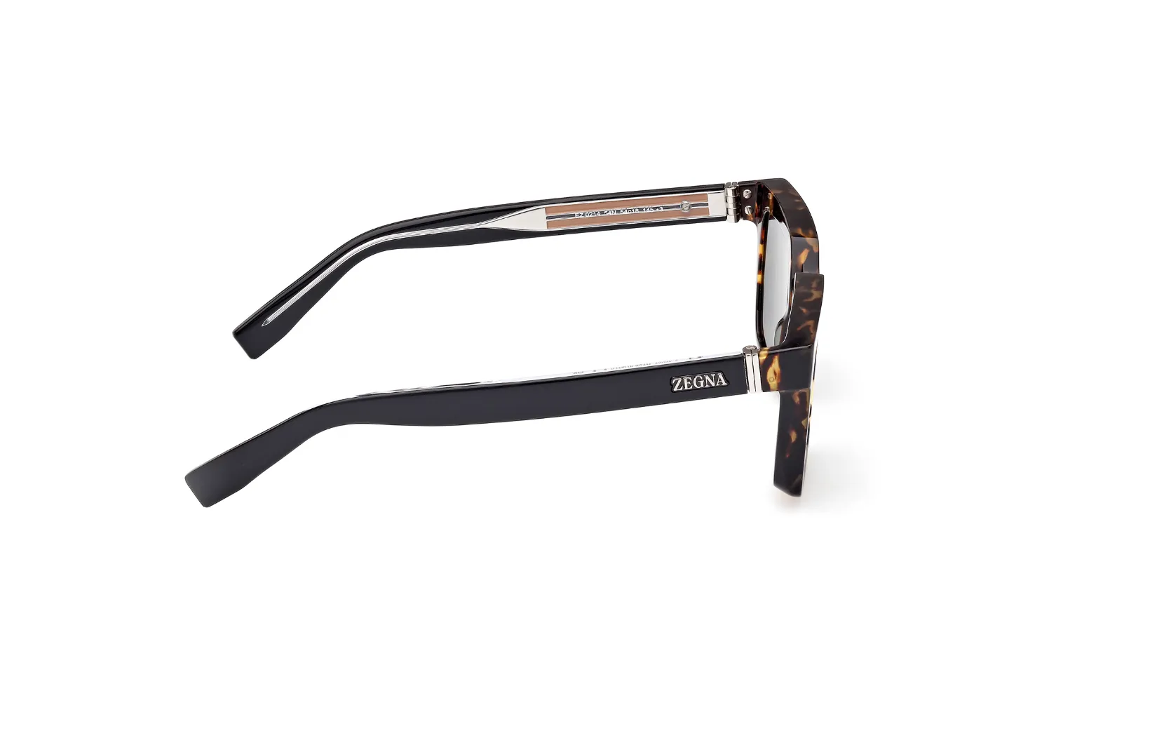 ZEGNA Acetate Squared Shiny Sunglasses (Dark Havana)