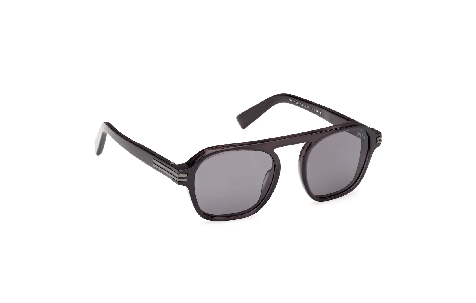 ZEGNA Transparent Dark Grey Aurora II Acetate Polarized Sunglasses (Black)