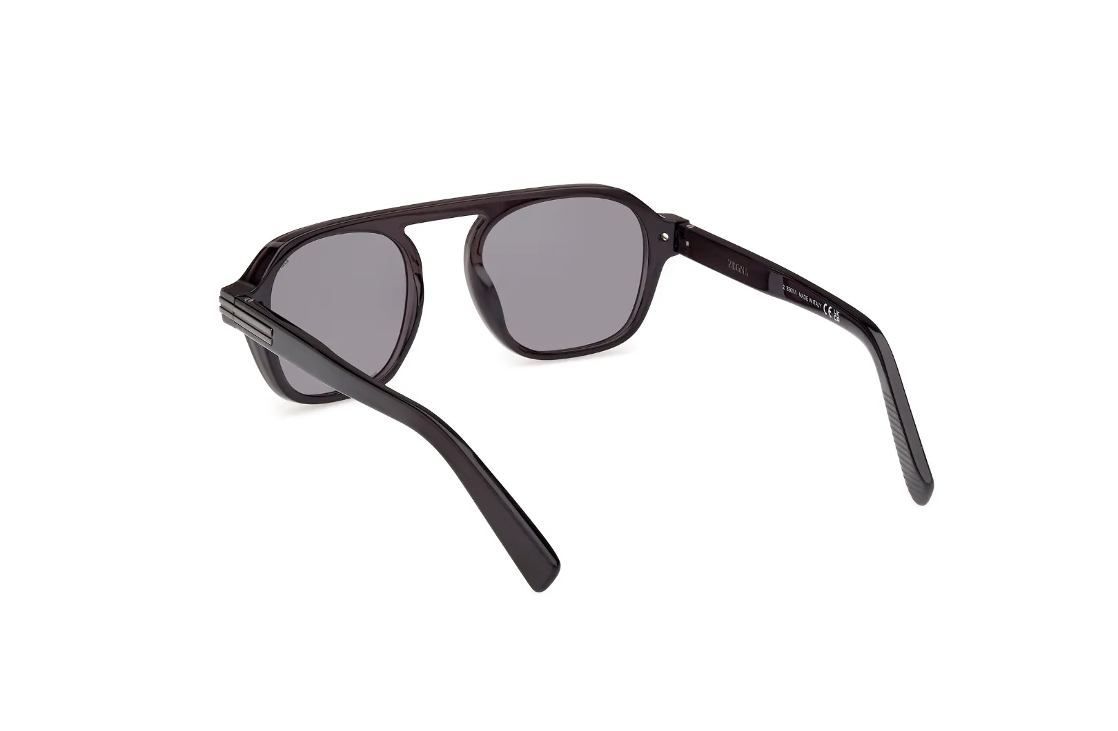 ZEGNA Transparent Dark Grey Aurora II Acetate Polarized Sunglasses (Black)